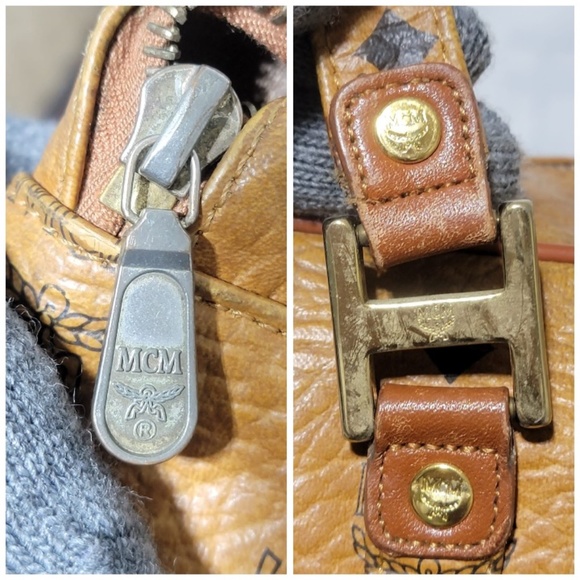 ***SALE ALERT****Authentic VINTAGE  MCM Cognac Full Zip Shoulder Bag - Picture 9 of 13